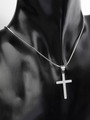 Exkluzivní přívěsek ve tvaru úzkého kříže s čirými krystaly z chirurgické oceli 