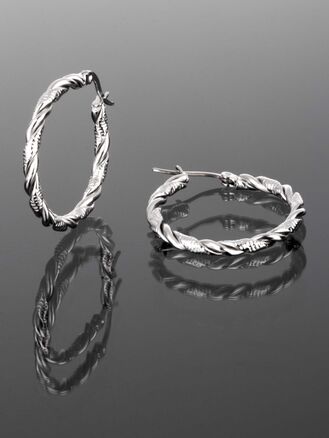 Kroucené kruhové náušnice z chirurgické oceli s rytými detaily