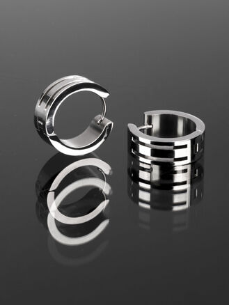 Masivní kruhové náušnice z chirurgické oceli s rytými detaily