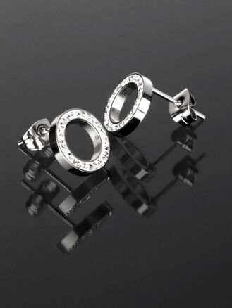 Fashion Icon náušnice chirurgická ocel kroužek s krystalky