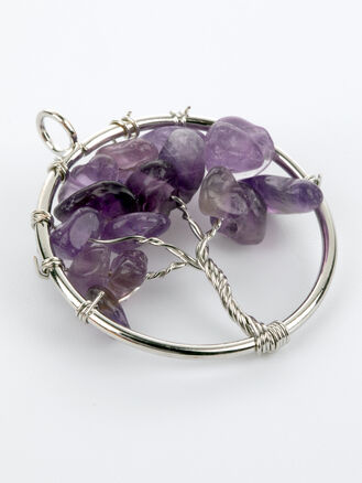 AMETYST  magický kulatý amulet Strom života