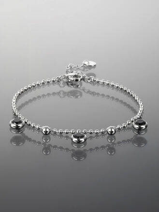 Krásný náramek z chirurgické oceli s přívěsky koleček s barevnými krystaly