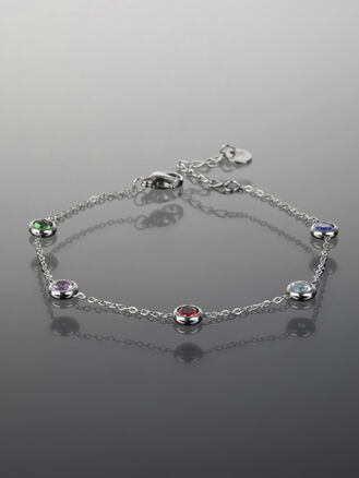 Luxusní náramek z chirurgické oceli s kolečky s barevnými krystaly 