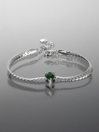 Exkluzivní náramek z chirurgické oceli se zeleným krystalem ve tvaru kapky