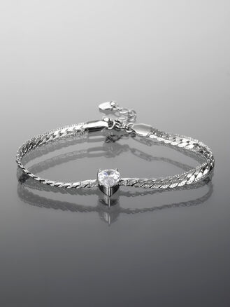 Exkluzivní náramek z chirurgické oceli s čirým krystalem ve tvaru kapky 