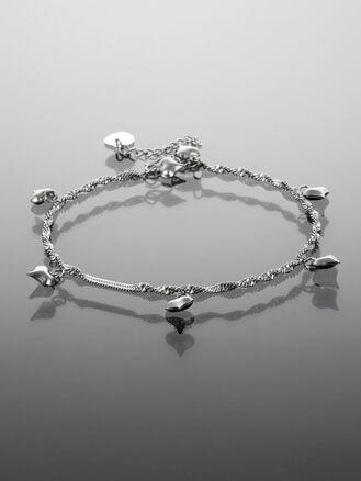 Luxusní náramek z chirurgické oceli se srdíčky 