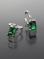 Luxusní náušnice z chirurgické oceli s obdélníkovým přívěskem se zeleným krystalem 