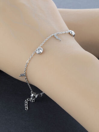 Náramek  z chirurgické oceli s hady a zirkony