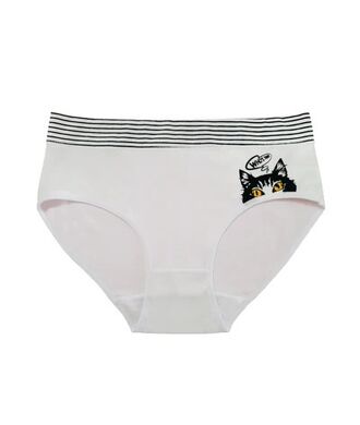 Dámské kalhotky s proužky a s obrázkem kočičky, 3 ks v balení