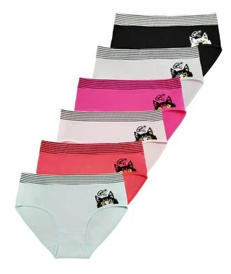 Dámské kalhotky s proužky a s obrázkem kočičky, 3 ks v balení