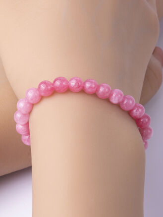 Krásný náramek z malých korálků růžového jadeitu