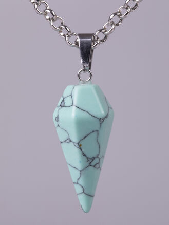 Exkluzivní amulet ve tvaru masivního kyvadla z tyrkenitu