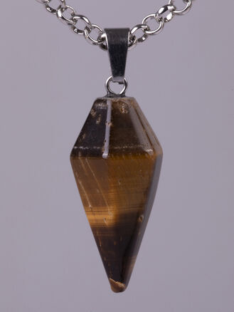 Luxusní amulet ve tvaru masivního kyvadla z tygřího oka 