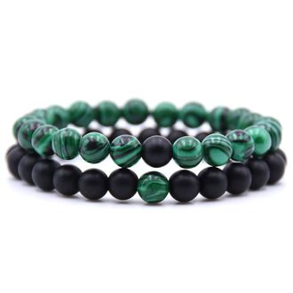 Exkluzivní set dvou náramků kombinace láva malachit velikost korálků 0,8 cm