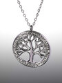 Náhrdelník z chirurgické oceli s motivem stromu života s drobnými čirými krystaly
