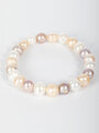 Náramek z říčních perel bílé, růžové a lila barvy ve tvaru ringed průměr 0,8 cm
