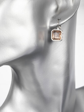 Náušnice z chirurgické oceli s růžovým krystalem