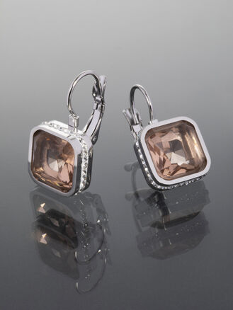 Náušnice z chirurgické oceli s růžovým krystalem