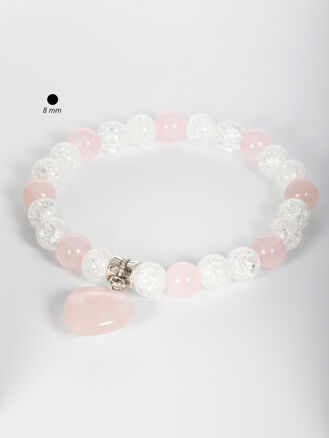 Romantický náramek světle růžovo bílý s přívěskem srdce