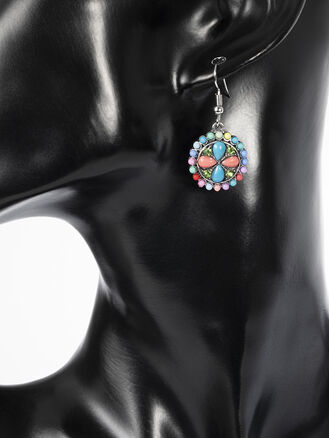 Dámské náušnice kolečko s korálky a krystalky