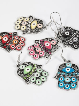 Dámské náušnice ruka Fátimy s krystalky