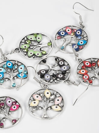 Dámské náušnice strom života s krystalky