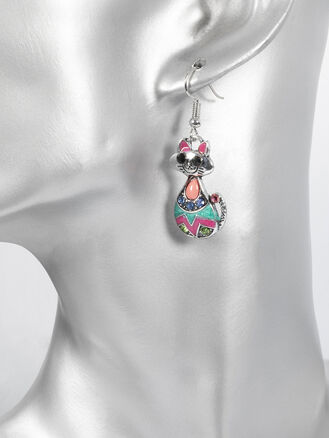 Fashion Jewelry náušnice kočka s krystalky