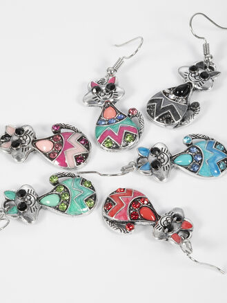 Fashion Jewelry náušnice kočka s krystalky