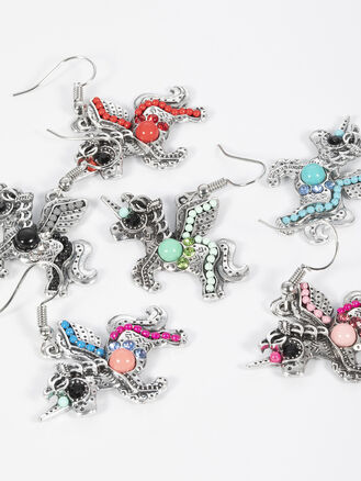 Fashion Jewelry náušnice jednorožec s korálky