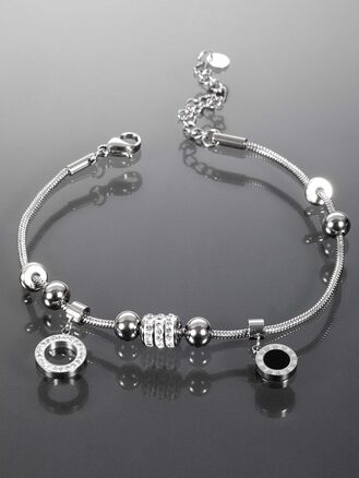 Decentní náramek z chirurgické oceli s kuličkami a kulatými přízdobami