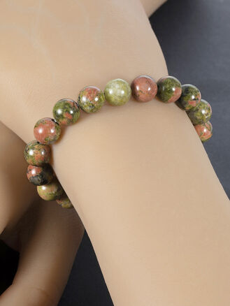 Elegantní náramek z unakitu kuličky 0,8 cm