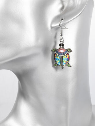 Dámské náušnice želva s krystalky