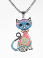 Náhrdelník kočka s krystalky a korálky