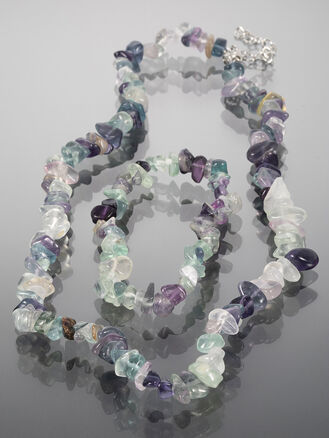 Sada náramku a náhrdelníku ze sekaného fluoritu