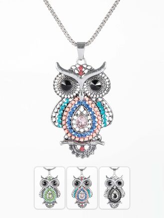 Náhrdelník sovička s korálky a krystalky