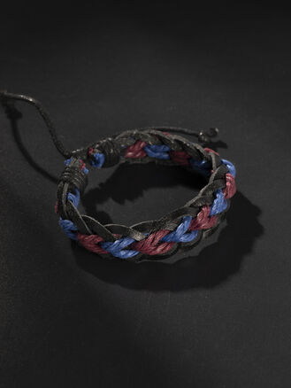 Pánský kožený pletený náramek černý