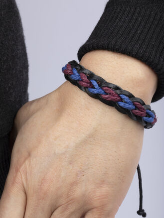 Pánský kožený pletený náramek černý