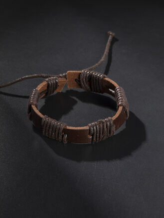 Pánský kožený náramek tmavě hnědý