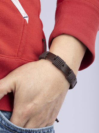 Pánský kožený náramek tmavě hnědý