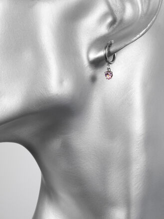 Náušničky kruhy z chirurgické oceli s krystalky ve tvaru srdíček