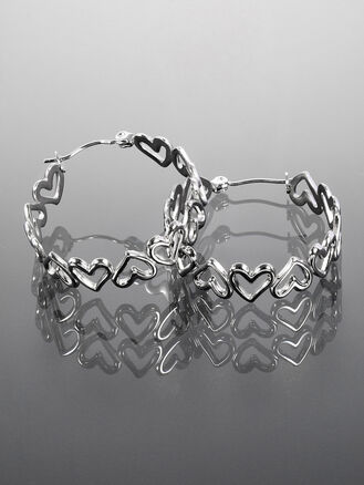 Náušnice  kruhy se srdíčky z chirurgické oceli