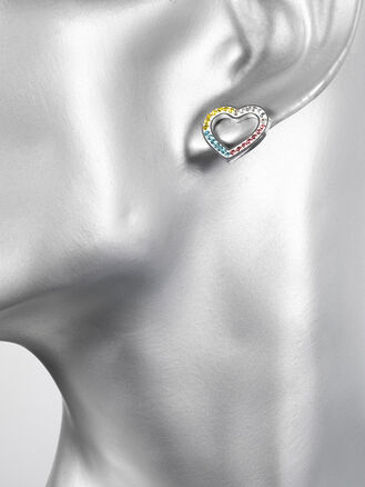 Náušnice z chirurgické oceli srdíčko s krystalky