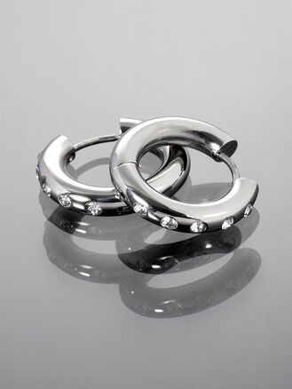 Náušnice kruhy s krystalky z chirurgické oceli