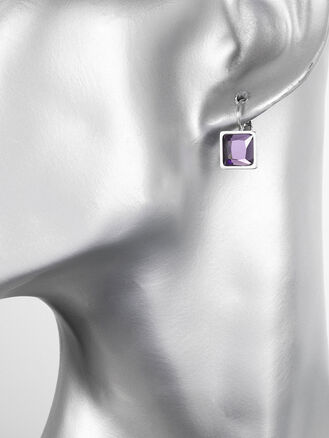 Náušnice z chirurgické oceli s fialovým krystalkem