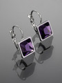 Náušnice z chirurgické oceli s fialovým krystalkem