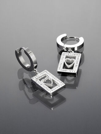 Náušnice kruhy se srdíčkem z chirurgické oceli