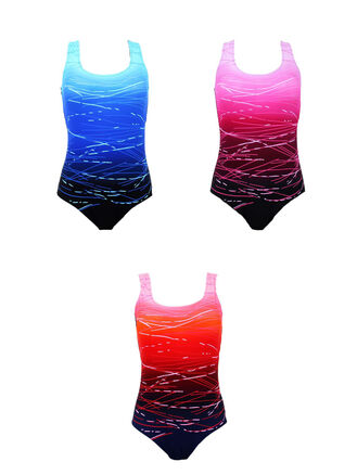 Modera Dámské jednodílné  plavky pro plnoštíhlé s barevnými přechody