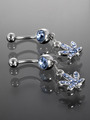 Piercing do pupíku Marihuana z chirurgické oceli s krystalky