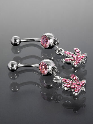 Piercing do pupíku Marihuana z chirurgické oceli s krystalky