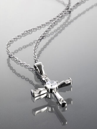 Překrásný náhrdelník z chirurgické oceli, křížek s kamínkem uprostřed